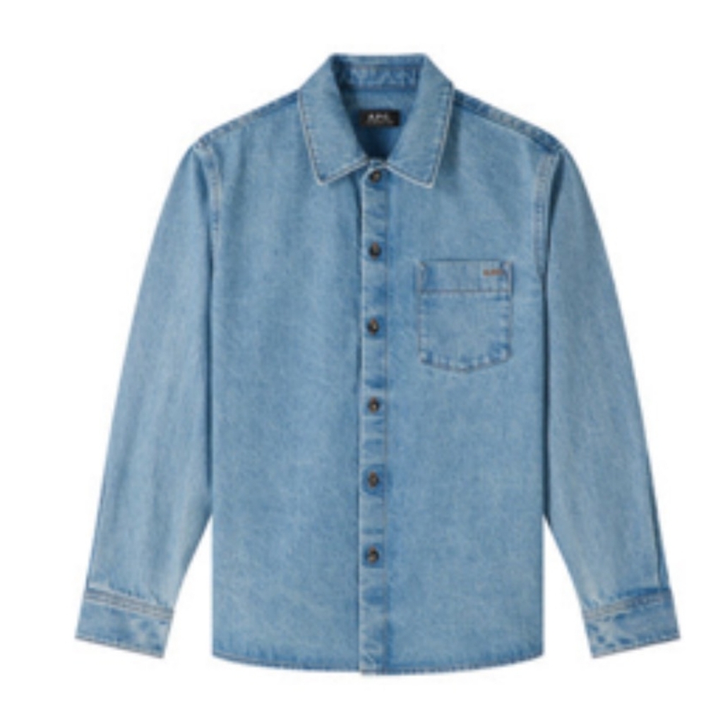 A.P.C. Vittorio Brodée Poitrine overshirt IAB - Pale blue / M / 23H H1